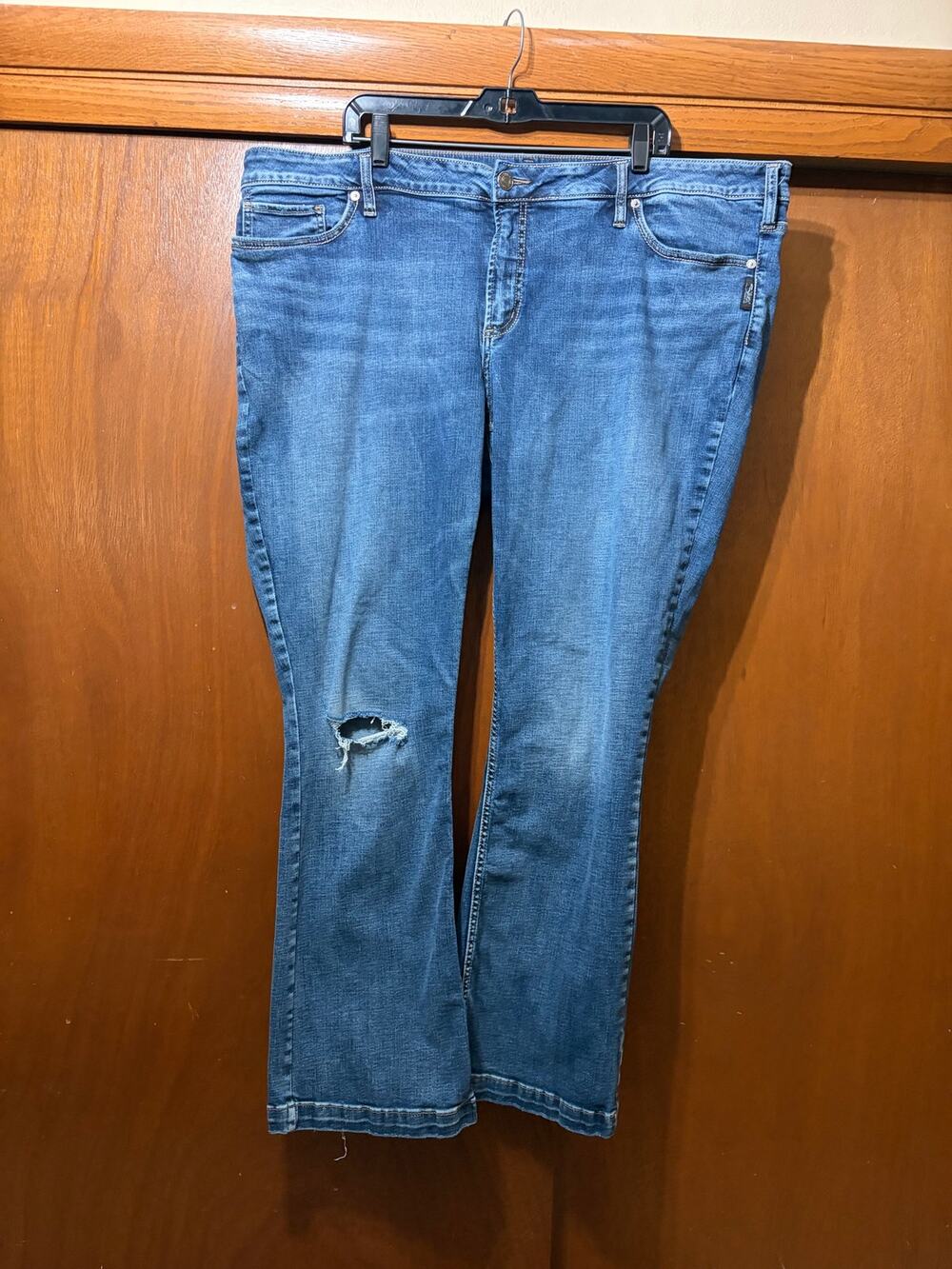 Silver Jeans Elyse Slim Bootcut Jeans Distressed Medium Wash Stretch Sz 24
